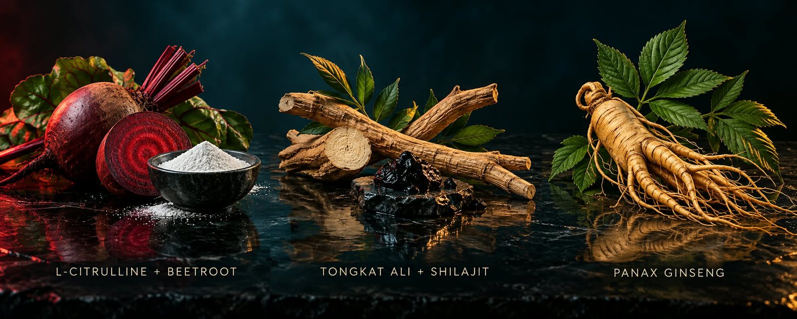 L-Citrulline and Beetroot, Tongkat Ali and Shilajit, and Panax Ginseng