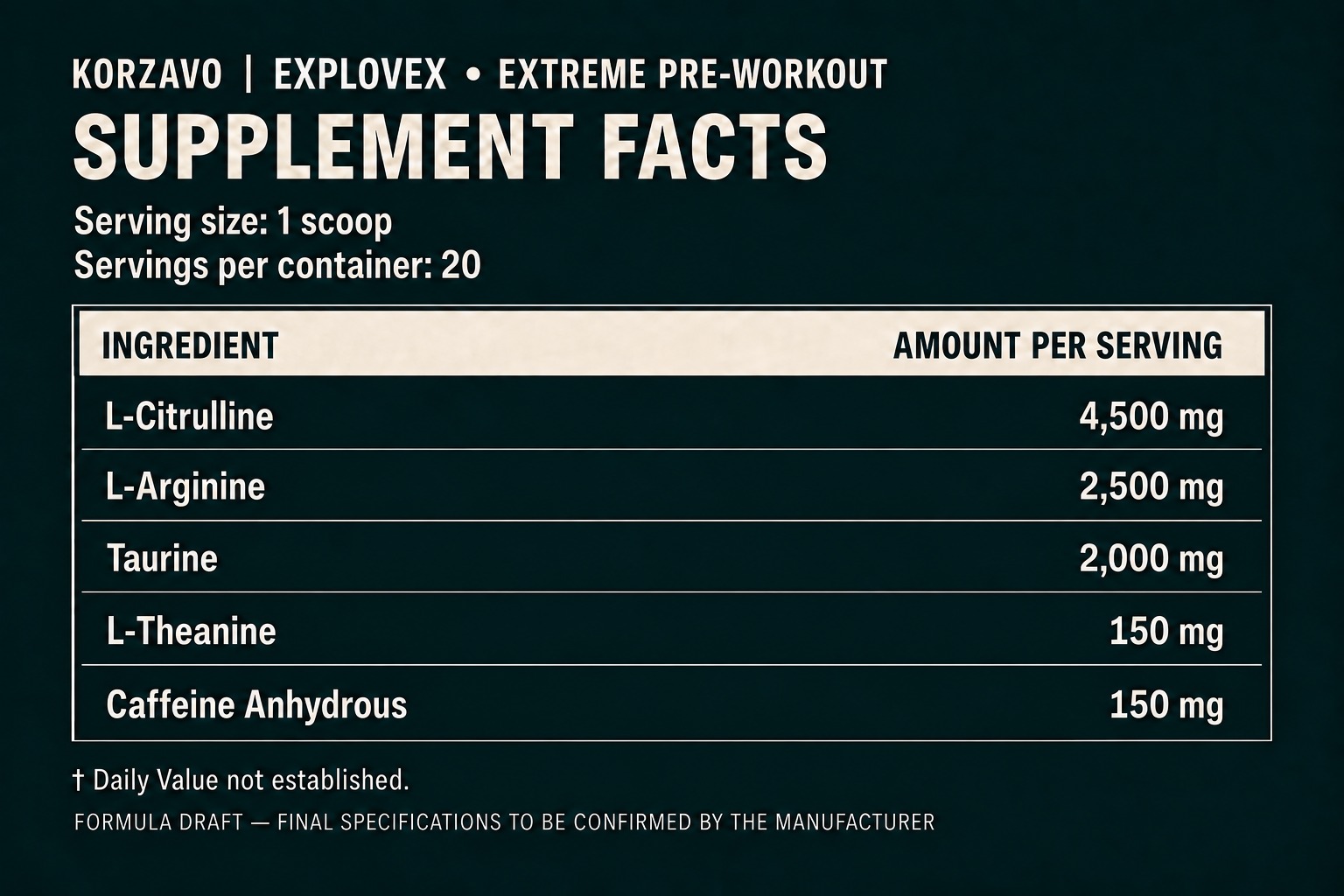 EXPLOVEX supplement facts
